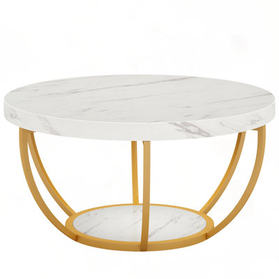 31.7" Modern Round 2 Tier Coffee Table