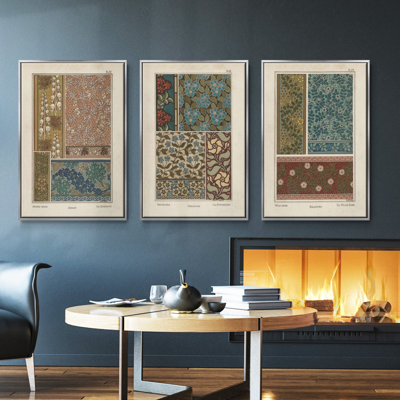 Nouveau décoratif VI 3 pièces, Argent, H 40 po x l 78 po