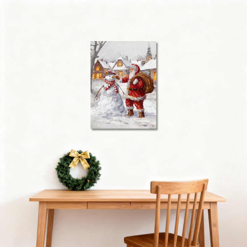 «Santa Snowman Winter», art mural sur toile, H 18 po x l 12 po