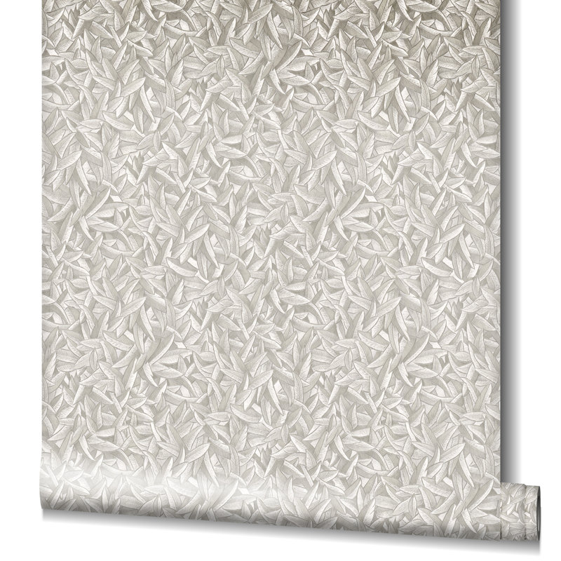 Rouleau de papier peint texturé Air Collection Leaves Sheen, Blanc / Blanc