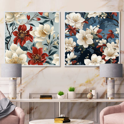Dahlin - Ensemble de 2 impressions sur toile florales