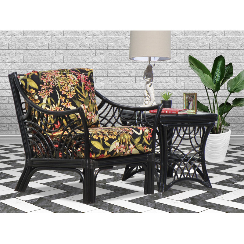 Fauteuil large 33 po Rainey, Orchidée sauvage noire, blanc