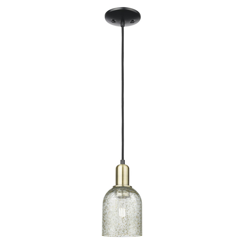 Arcadia - Lambrecht - 1 Light 5" Cord Hung Mini Pendant, Mica, Black Antique Brass