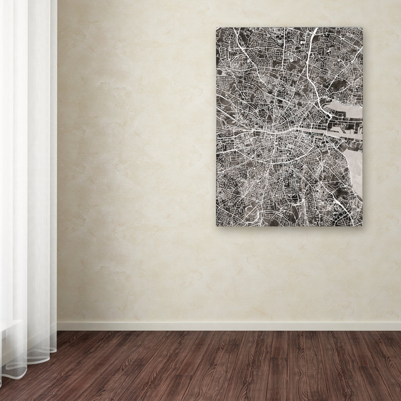 « dublin ireland city map v », impression sur toile, H 32 po x l 24 po x P 2 po