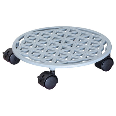 11.4" Round Cast Iron Plant Caddy