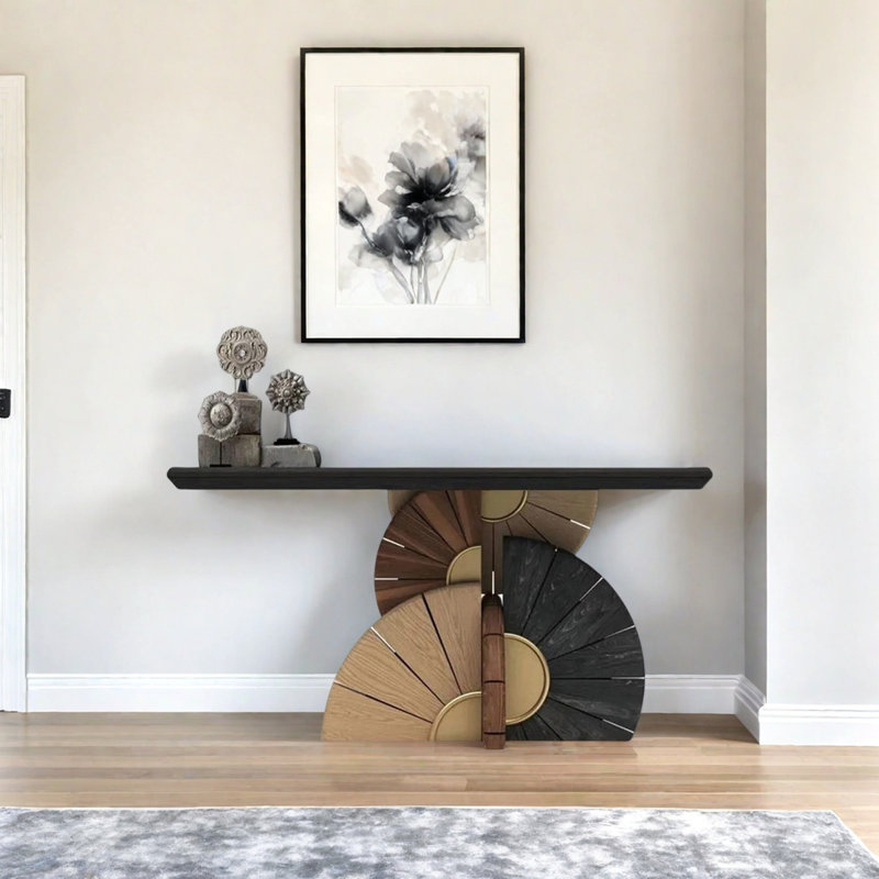 Console Modern Luxury Creative Design, Noir, Brun / bois naturel, 31.5" H x 55.12" W x 15.75" D