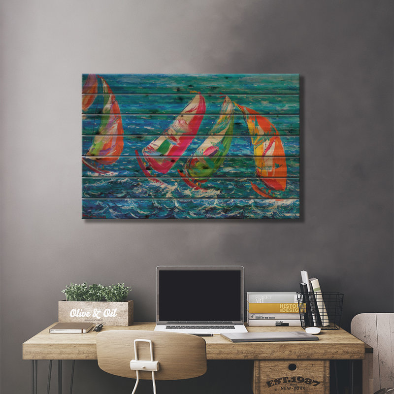 «Cataleya The America`s Cup», impression Vale sur bois par Peris Carbonell, H 18 po x l 26 po x P 1,5 po