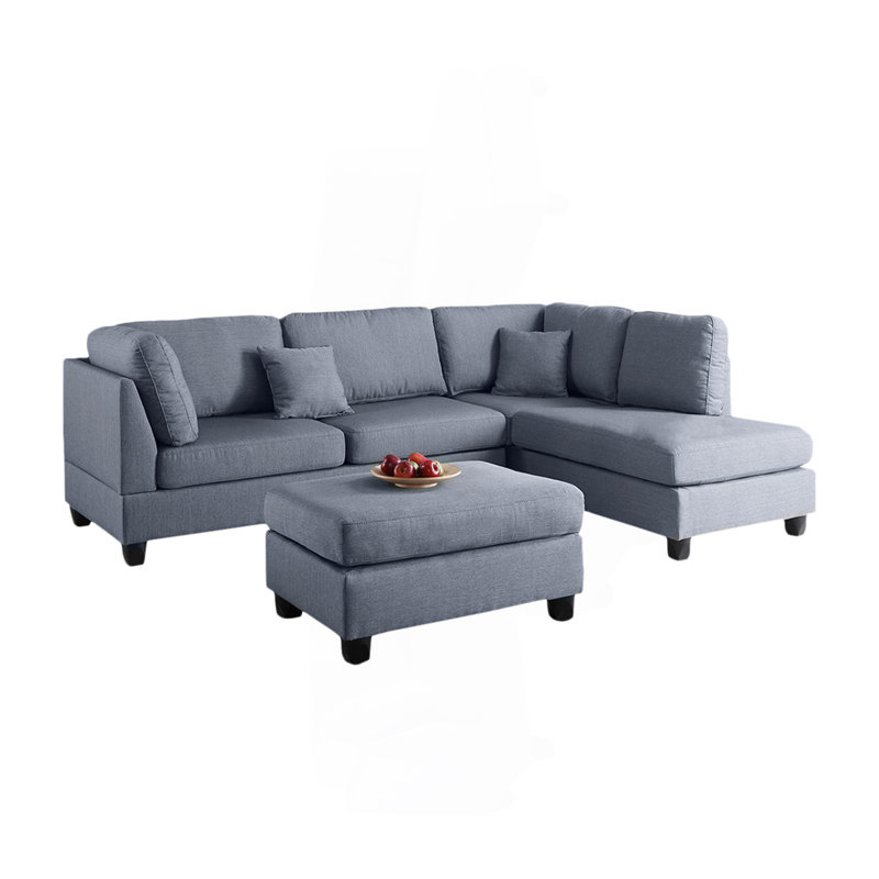 Canapé modulaire réversible en polyfibre avec repose-pieds gris