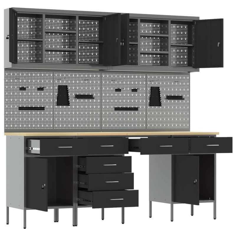 Work Cabinet with Drawer, Black