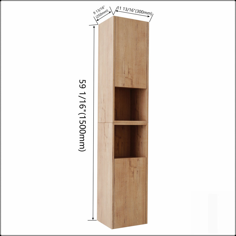24 Inch Bathroom Side Cabinet with Soft Close Doors and Floating Mounting Design for Elegant Storage