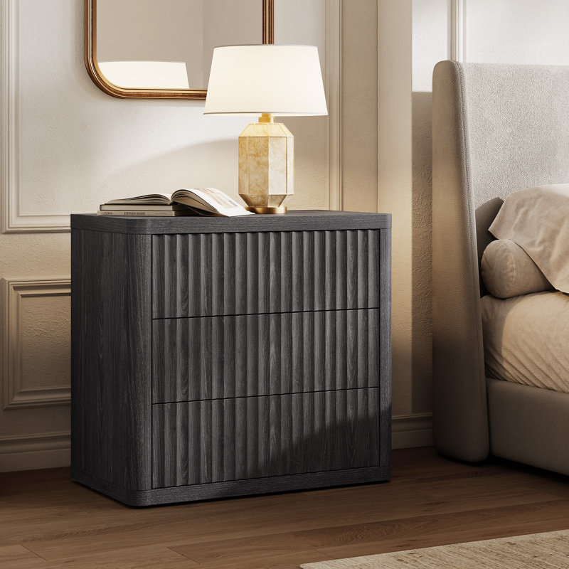 Table de chevet 3 panneaux Modern, Aulne gris foncé