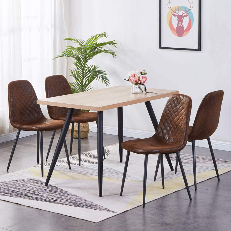 Janziel Suede Upholstered Dining Chair, Suede Brown