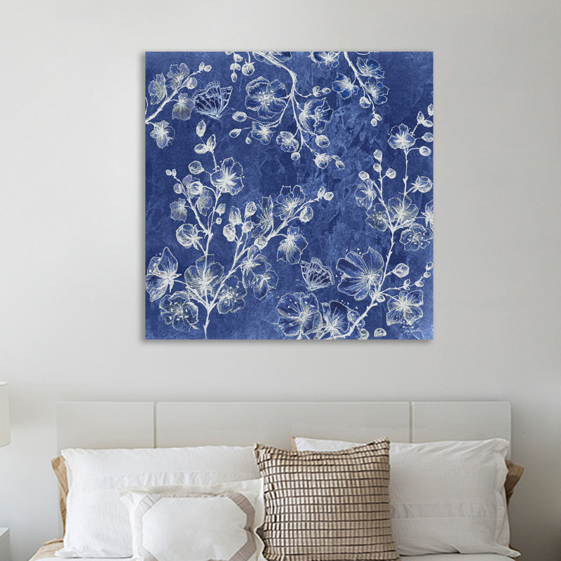 « asian tile fleur » par tre sorelle studios, impression sur toile tendue, H 30 po x l 30 po x P 1,5 po