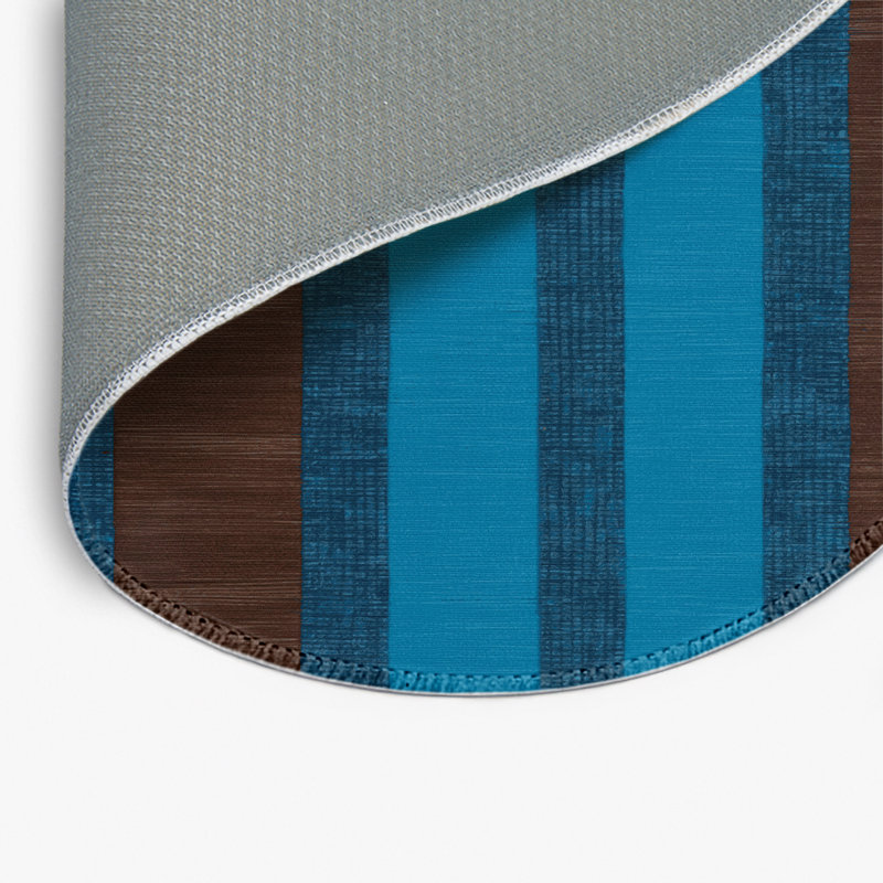 HorizontalStripes Black Indoor and Outdoor Area Rug, Round 5'