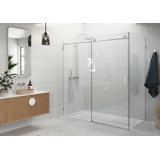 Nova 68 in. x 34 in. x 78 in. 90-degree Fully Frameless Sliding Glass Shower Enclosure