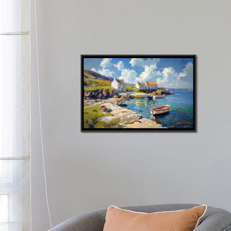 Island Harbor - reproduction d'art murale encadrée, H 18 po x l 26 po, Reproduction encadrée sans passe-partout, Noir