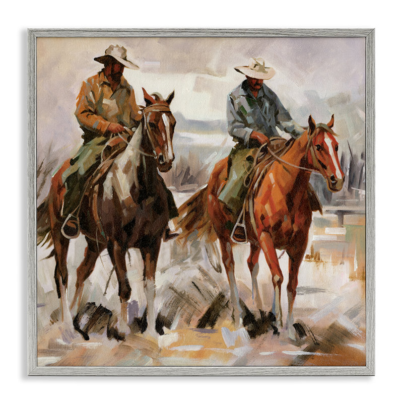 Art de la giclée par Cowboys Brush Stroke par White Ladder, 17" H x 17" W, Estampe numérique Farmhouse