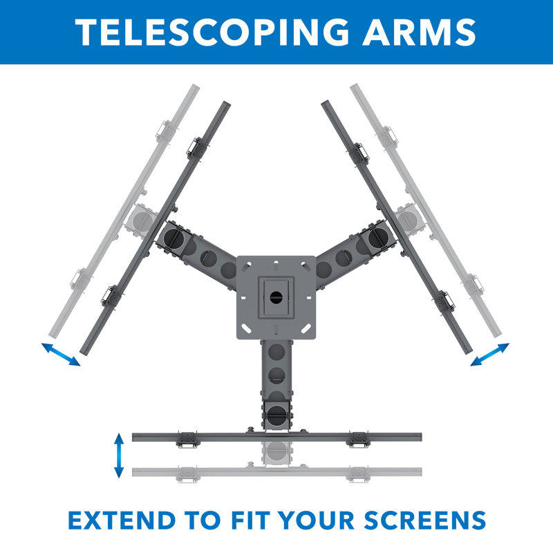 Mount-It Adjustable Triple Screen TV Ceiling Mount | Multi-Display Commercial Grade Ceiling Bracket