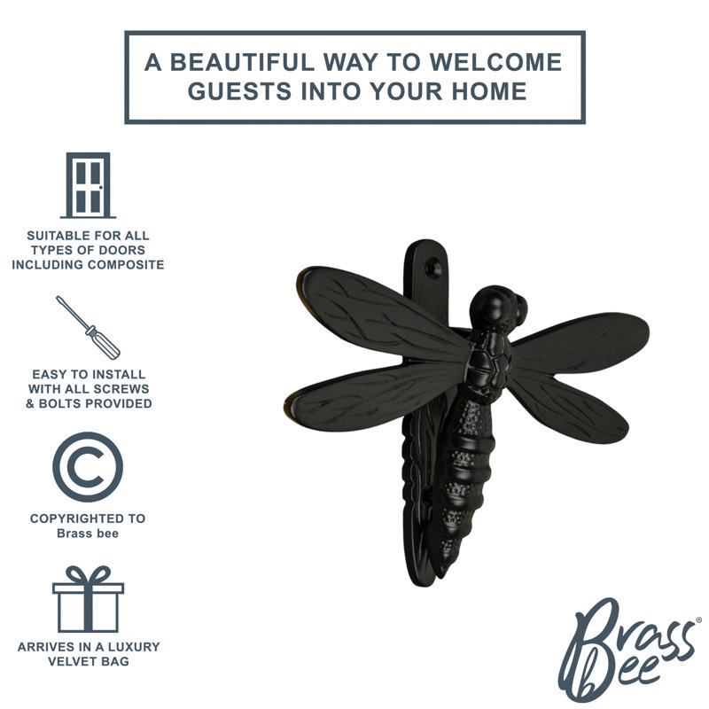 Bronze Dragonfly Door Knocker, Black
