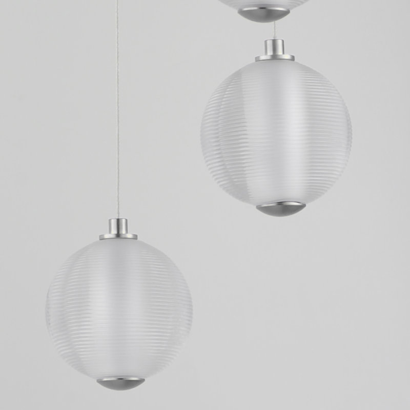 Luminaire suspendu à DEL 9 lumières Alicano, Chrome poli