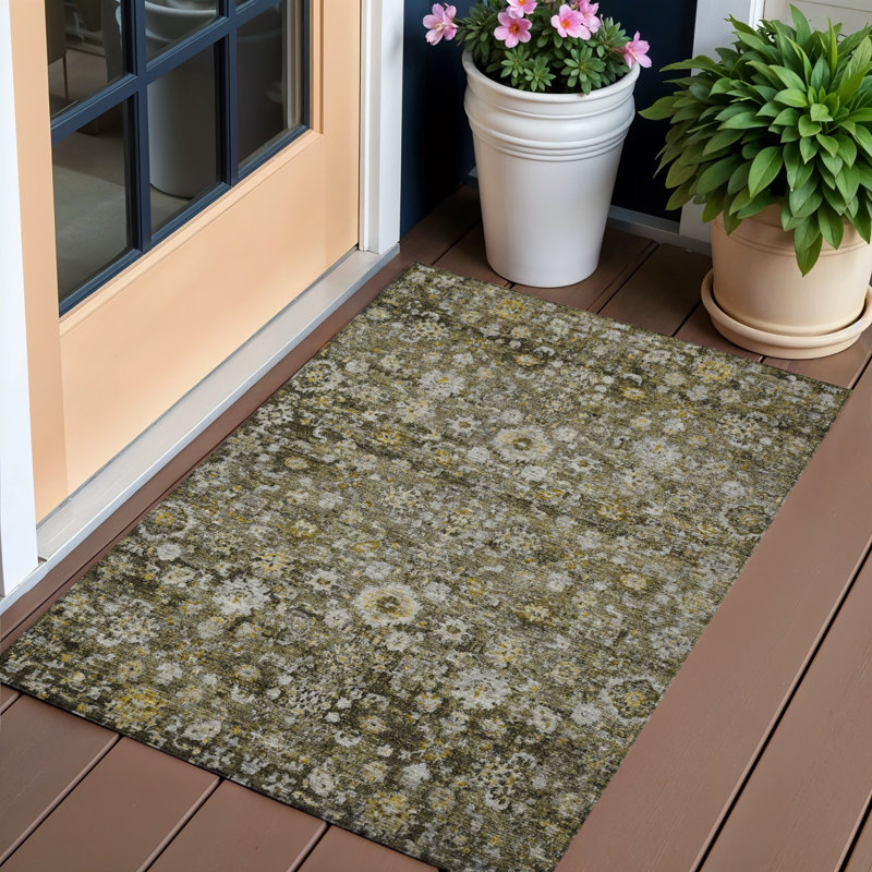 Tapis oriental lavable intérieur brun et beige 3 pi x 5 pi