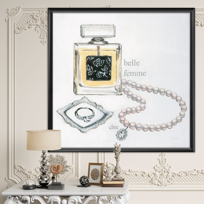 «Perfume Glam Bathroom I», reproduction sur toile encadrée, H 30 po x l 30 po x P 1 po, Cadre noir