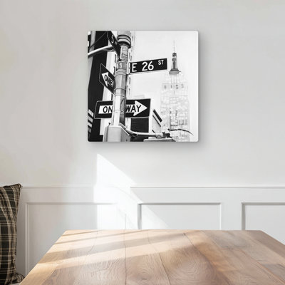 New York City Street Signs - Office Gray Metal Print Decor