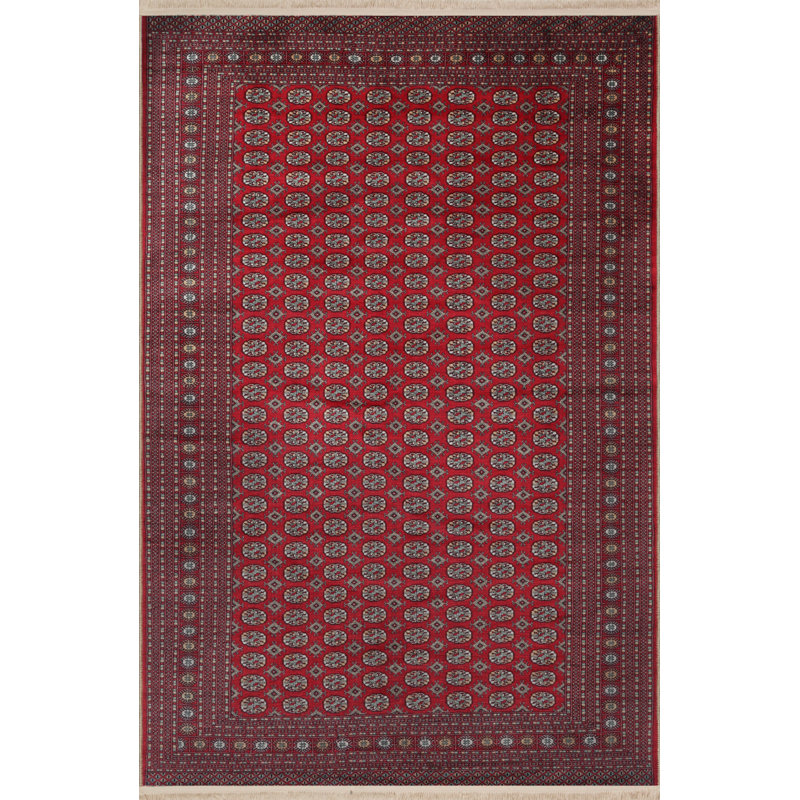 Tapis rouge en polypropylène à imprimé numérique Wallas, Rectangle 5 pi x 9 pi 11 po