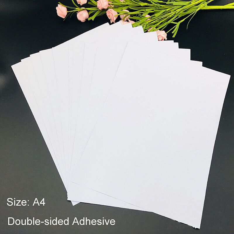 10 Sheets A4 Double Sided Sticky Tape Self Adhesive Paper For Handmade Craft DIY