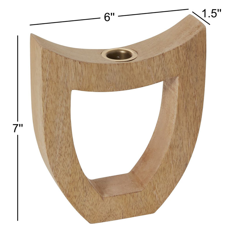 Bougeoir de table en bois fauve 7 po