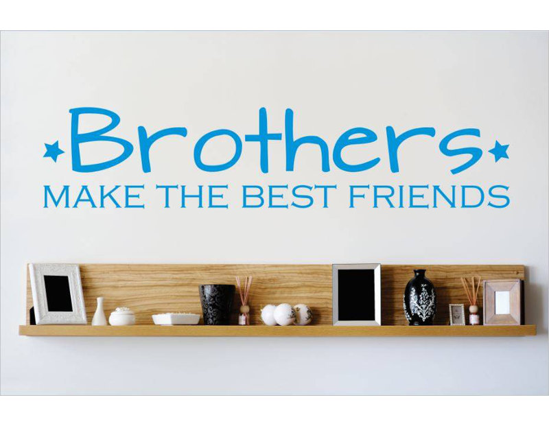 Décalcomanie murale frères make the best friends, Bleu pastel, H 6 po x l 30 po x P 0,16 po