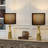 Modern Black And Gold Table Lamps Set Of 2 For Living Room, Bedroom, Nightstand, End Table, Or Small Spaces With Linen Lampshade - Mid-Century Minimalist Design