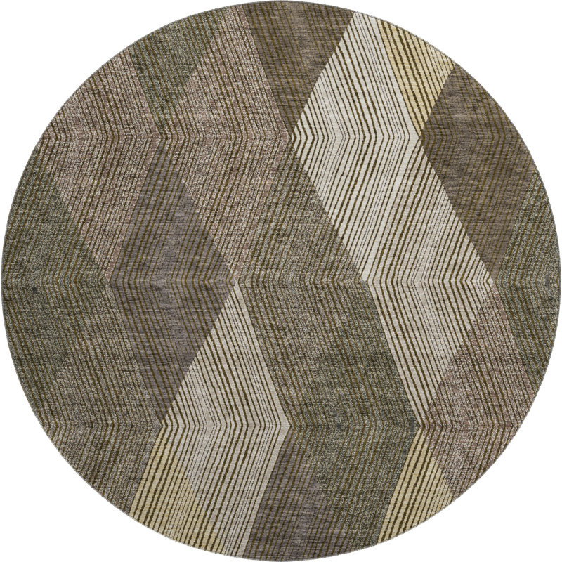 Premium Machine Washable Prisco Brown Rug, Round 8'