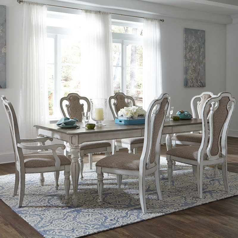  Ensemble de table de salle à manger rectangulaire Curtis avec 6 chaises rembourrées et 1 buffet, H 30 po x L 90 po x l 44 po