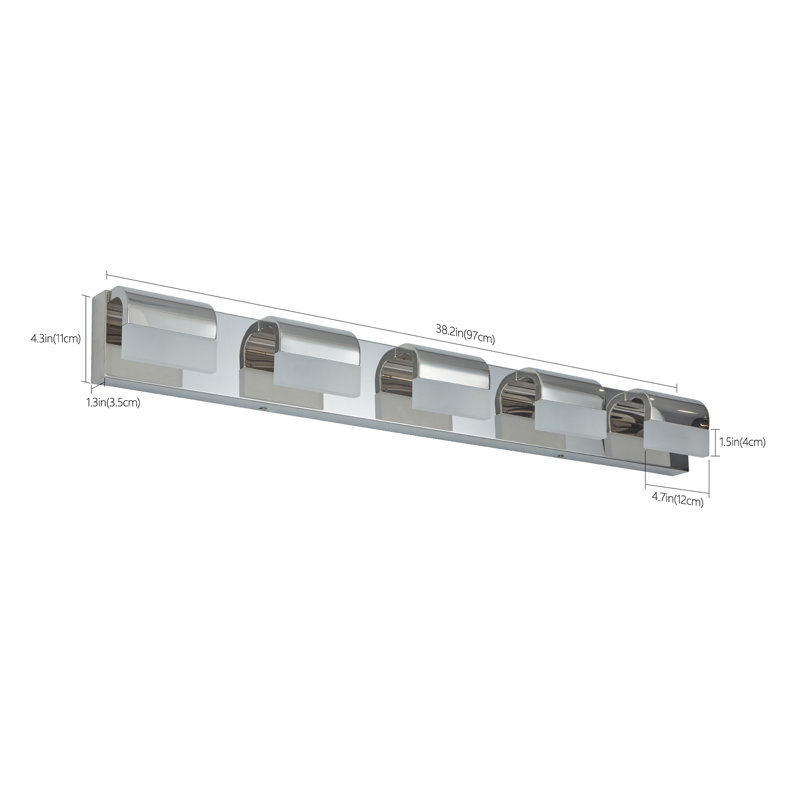 Modern Bathroom Vanity Lighting 5-Light LED Vanity Lights Over Mirror Bath Wall Lighting, 4.3" H x 38.2" W x 3.5" D