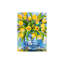 «Expressive Yellow Tulips In Ornate Blue Vase», peinture murale non encadrée, L 36 po x l 24 po