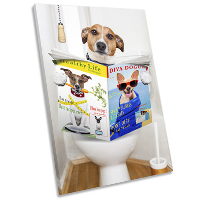 Jack Russell Terrier Toilet Picture - Wrapped Canvas Art Prints