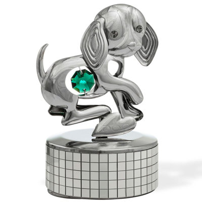 Boîte à musique de chien jouant figurine