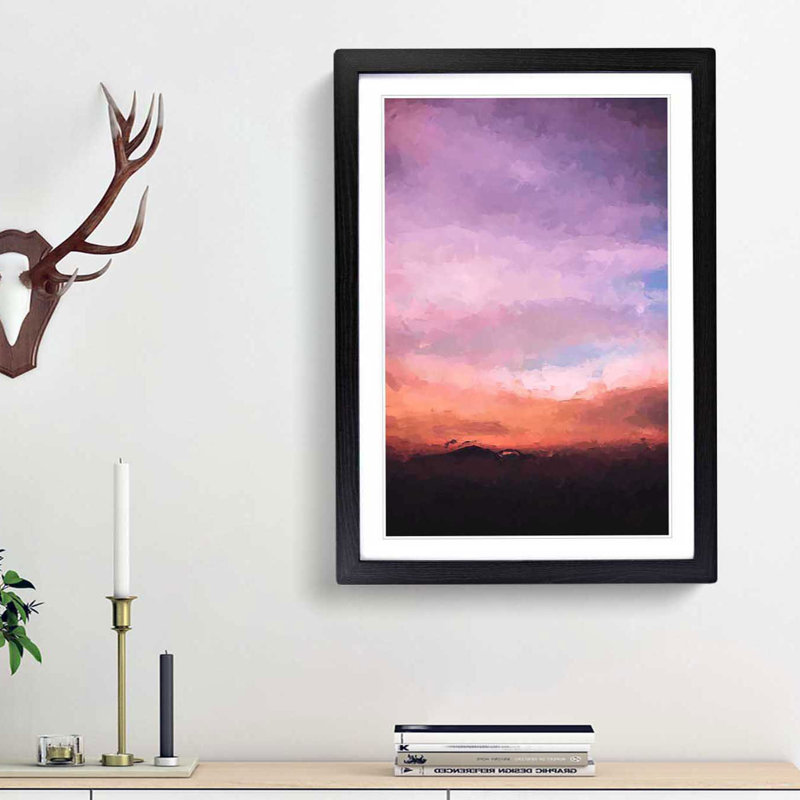 Sky Above the Mountain in Abstract - Picture Frame Graphic Art Print, 36cm H x 27cm W x 2cm D, Black Framed