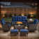 7-Pieces Wicker Outdoor Conversation Set for 6 Person With 2 Rocking and Swivel Chairs & Fire Pit Table