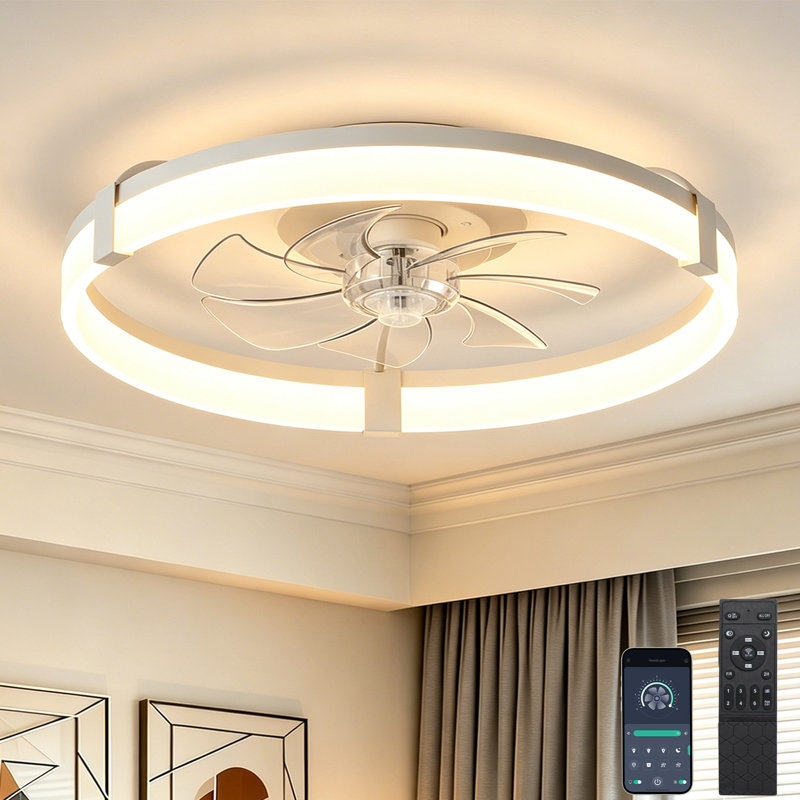Makaiyla  20" Indoor Crystal Ceiling Fan with Light and Remote & App Control, Matte White
