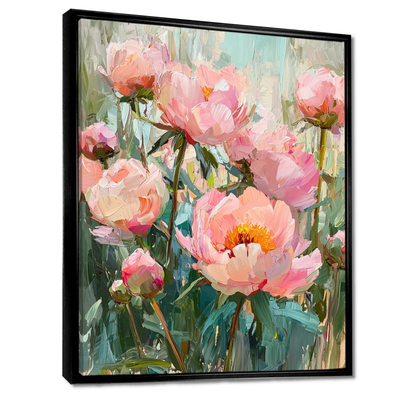 Pivoines au bord du verger I - pivoines, art mural, H 32 po x l 16 po, Impression encadrée sans passe-partout, Noir
