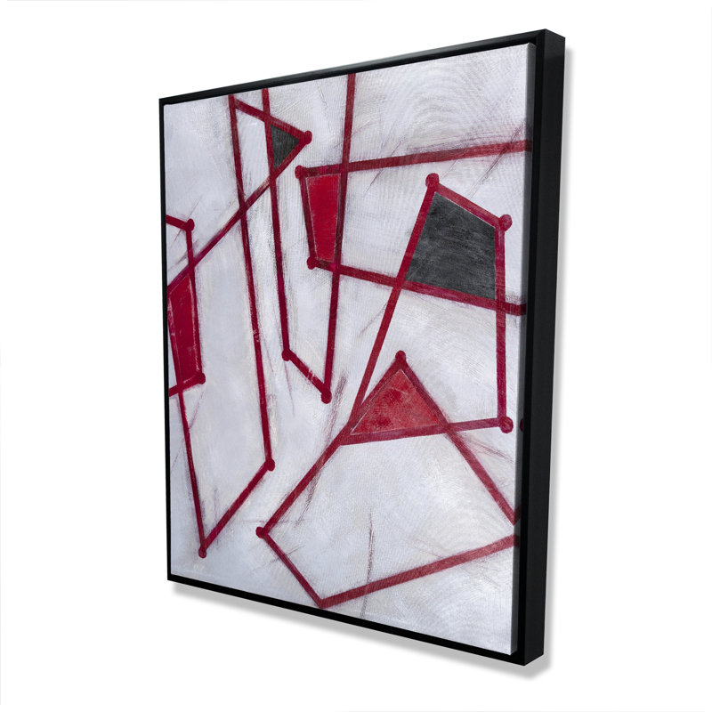 Contours rouges - Toile encadrée blanche pour la décoration intérieure