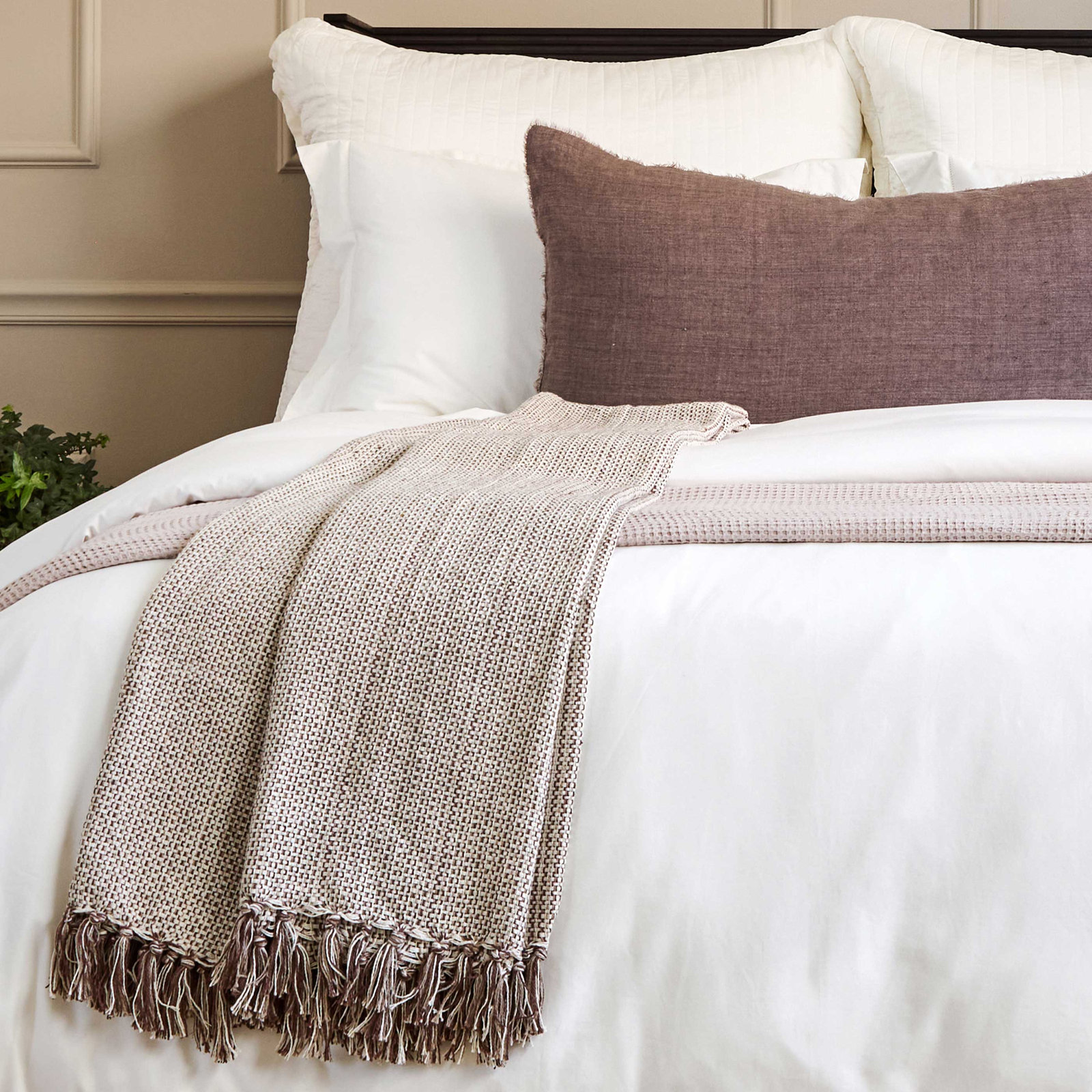 Julian Cotton Blend Hand Woven Throw Blanket, Walnut