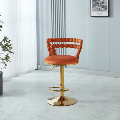 Ensemble de 2 chaises de bar modernes avec pieds en fer doré, coussins moelleux et dossier confortable pour la salle à manger et le salon