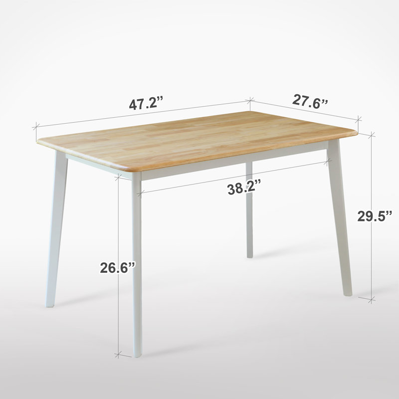 Gladkowski Oak Solid Wood Modern Dining Table, Oak Top/White Base