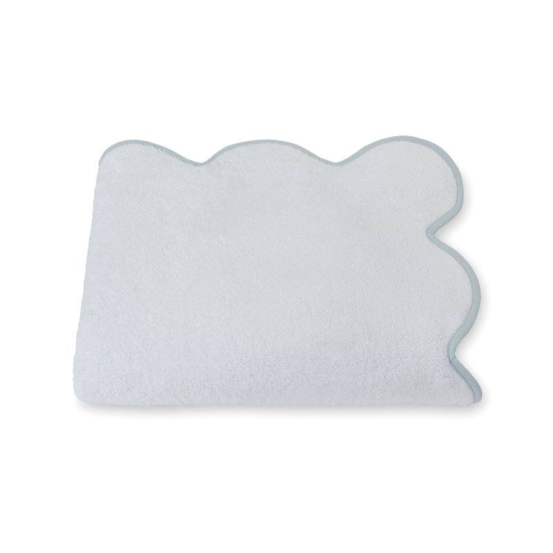 Scalloped Hand Towel, White/Light Gray, Bath Towel