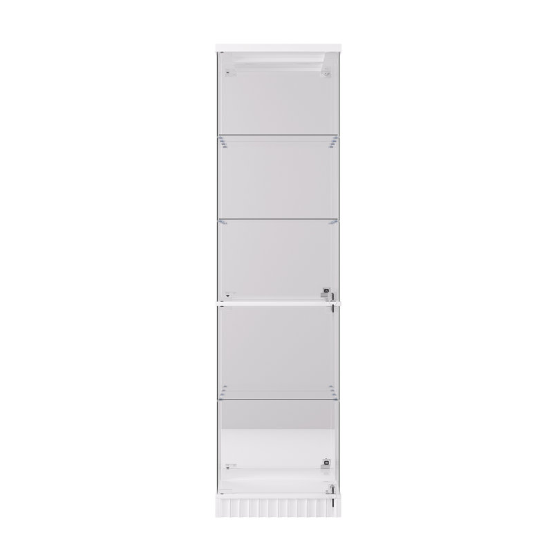 Glass Display Cabinet with Sensor RGB Lights, Wine Cabinet with Lock, White