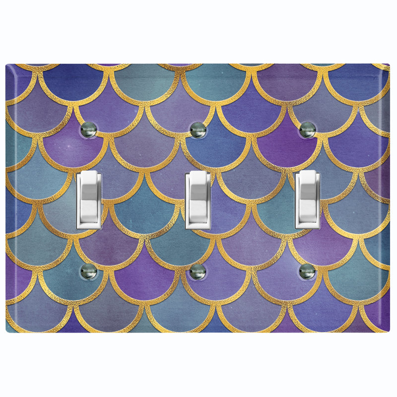 Patterned 3 - Gang Toggle Light Switch Standard Wall Plate, Blue/Purple