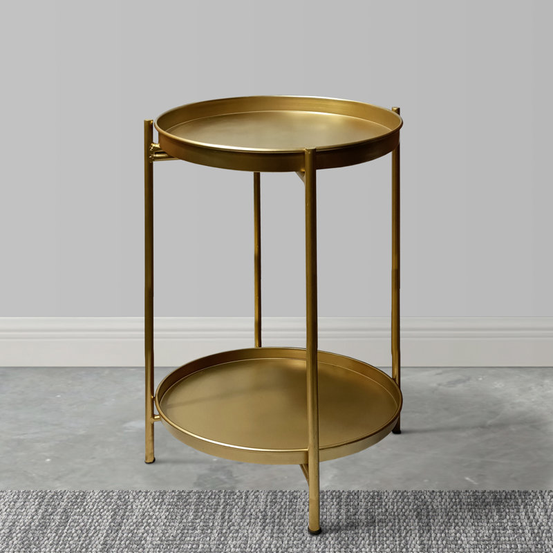 Rachele Iron Tray Top End Table, Gold
